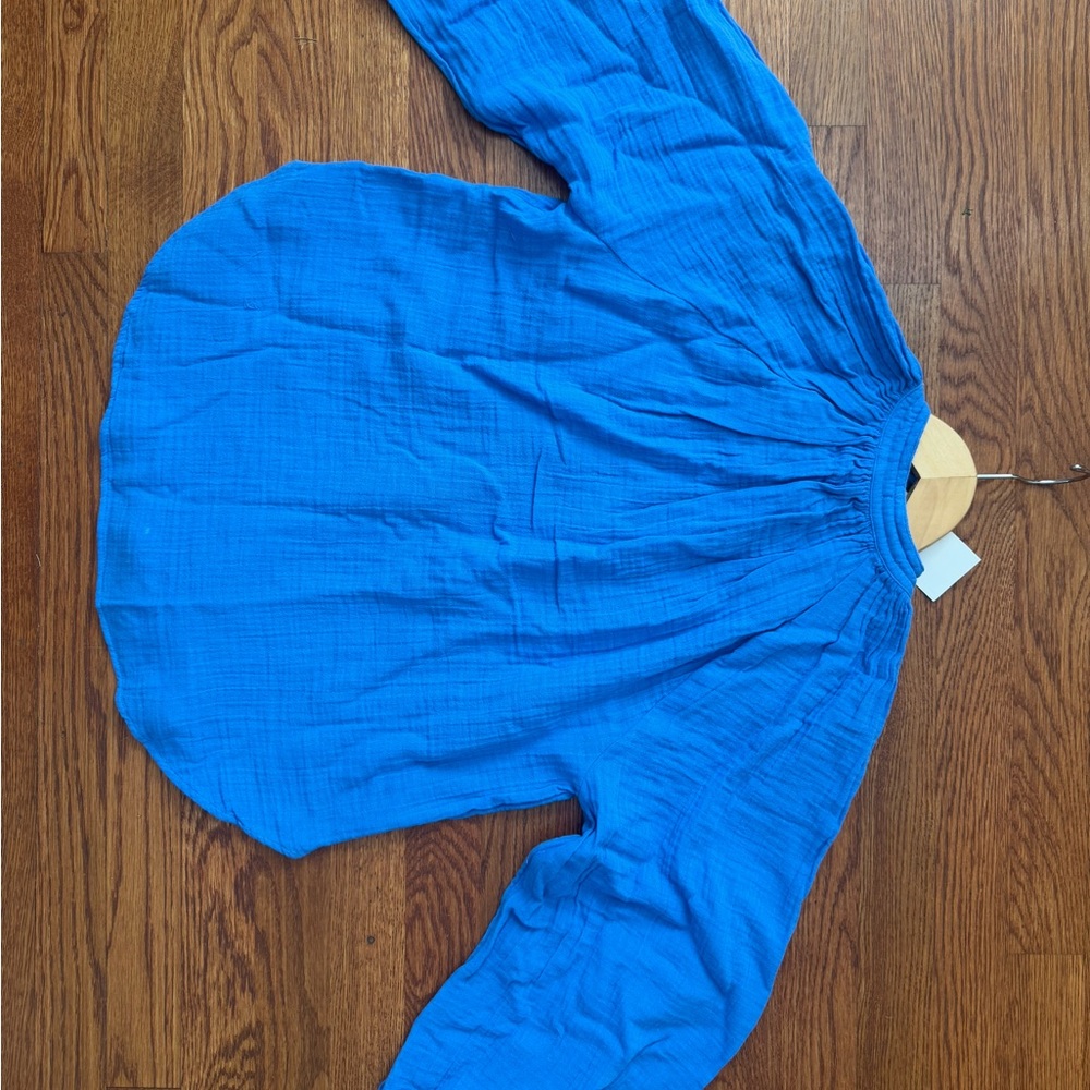 H&M Blue Muslin Tie Front Blouse - Picture 9 of 9